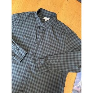 Ash & Erie Button Down Shirt Mens XL Green Gingham Check Pockets Long Sleeve EUC